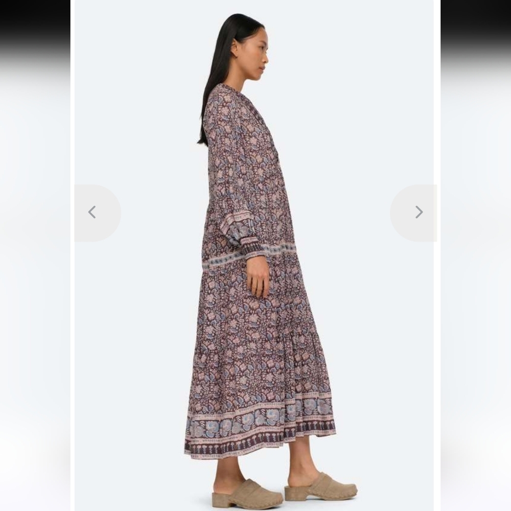 Sea New York Amaki Lilac Whimsical Cottagecore Bohemian Floral Maxi Dress L Bx22 - Picture 2 of 16